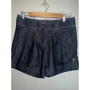 Anthropologie Plus Fours Denim Pleated Shorts Women Size 6